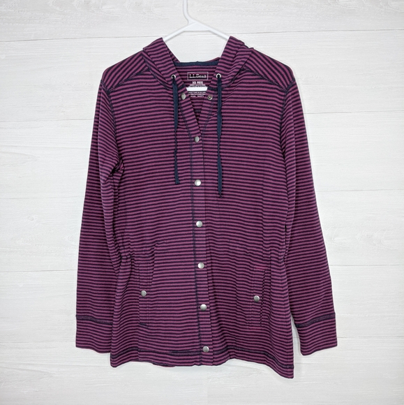 L.L. Bean Ultrasoft striped hoodie jacket NWOT XS - Picture 2 of 11